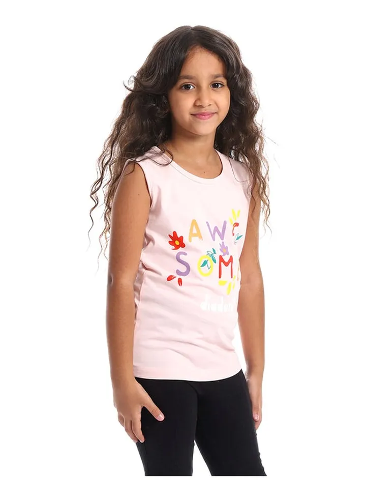 Girls Cotton Printed Sleeveless T-Shirt