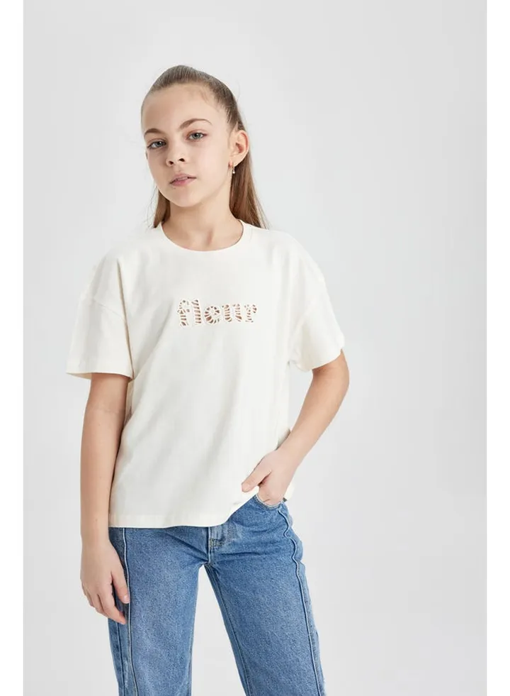 Girl Regular Fit Knitted Short Sleeve Body