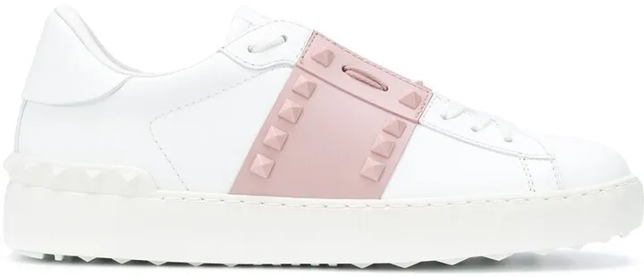 Rockstud open leather sneakers