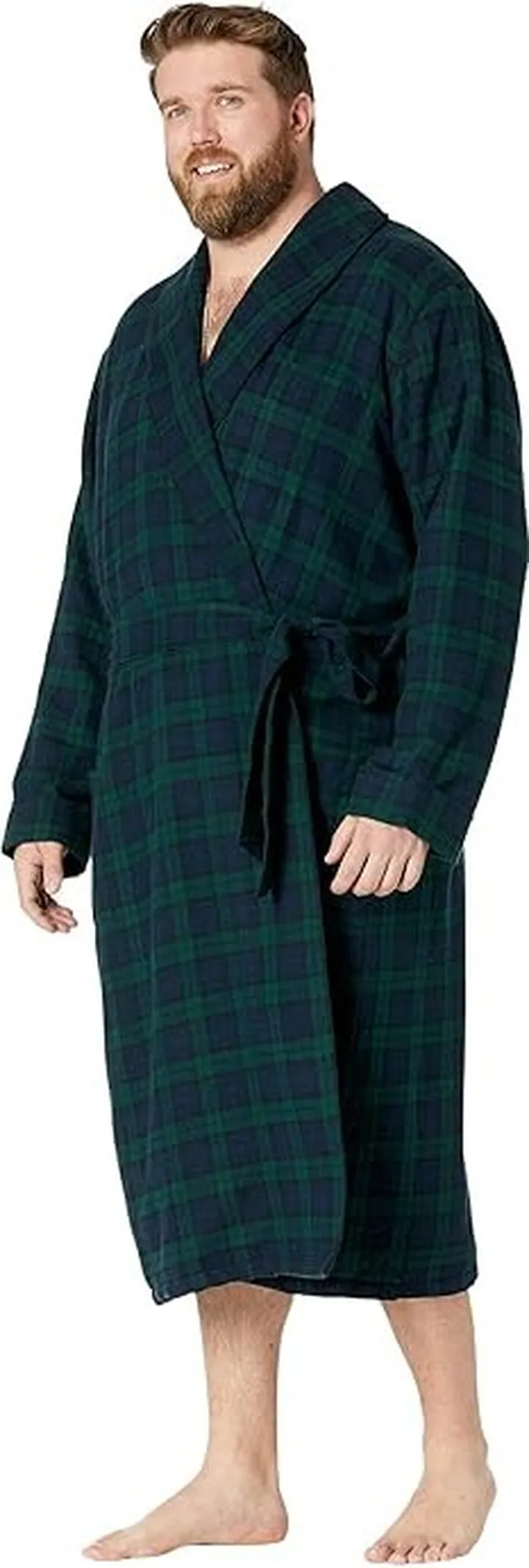 L.L.Bean Scotch Plaid Flannel Robe Sherpa Lined Tall (Black Watch) Men's Robe