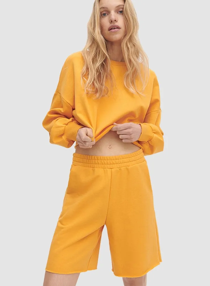 Elasticated Sweat Shorts Orange