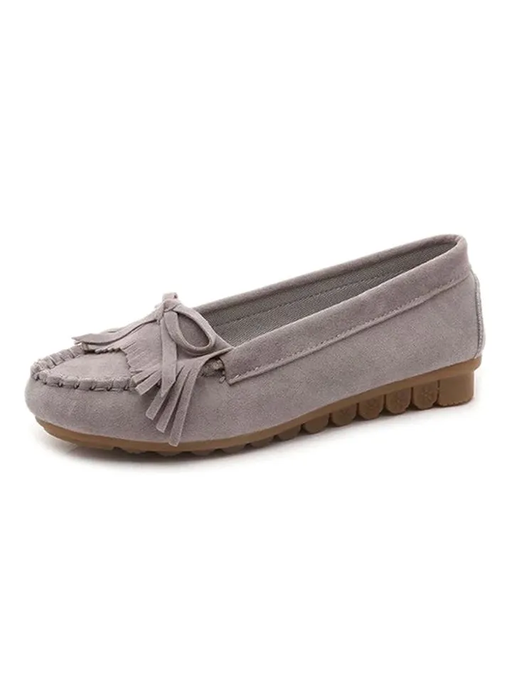 Head Tassel Decoration Loafer Shoe Grey