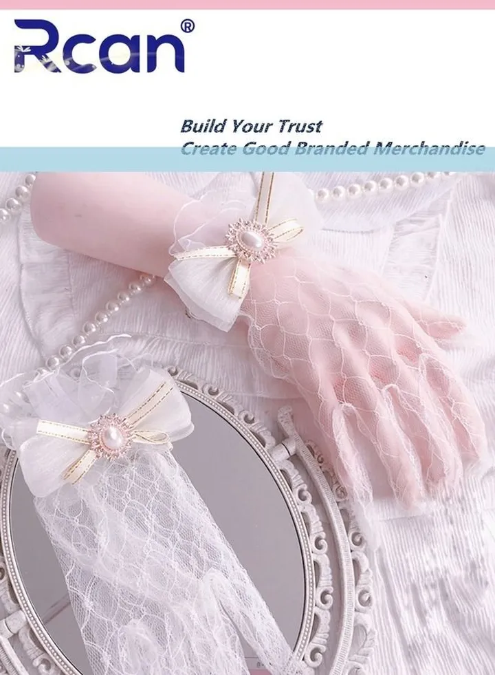Ladies Elegant Retro Mesh Sunscreen Lace Gloves Bridal Wrist Accessories Lolita Cropped Gloves for Prom Party Wedding Tea Party Cosplay for Women