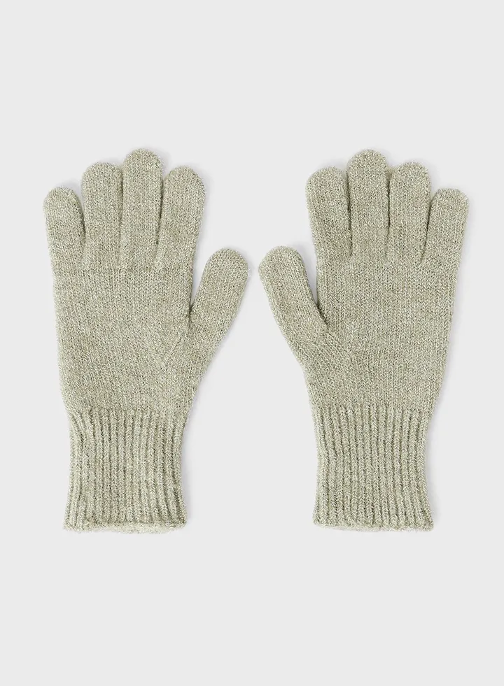 Ribbed Lurex Gloves