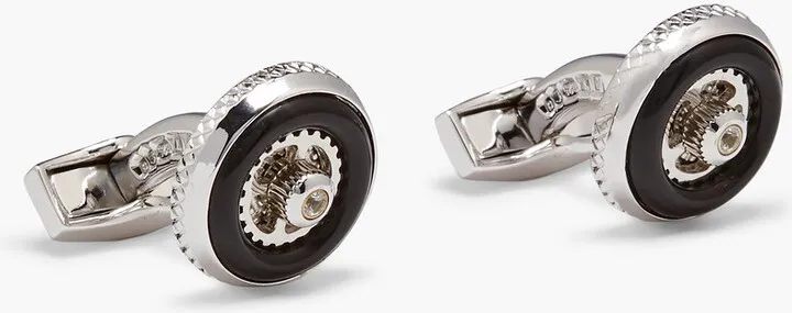 Sterling silver onyx and topaz cufflinks