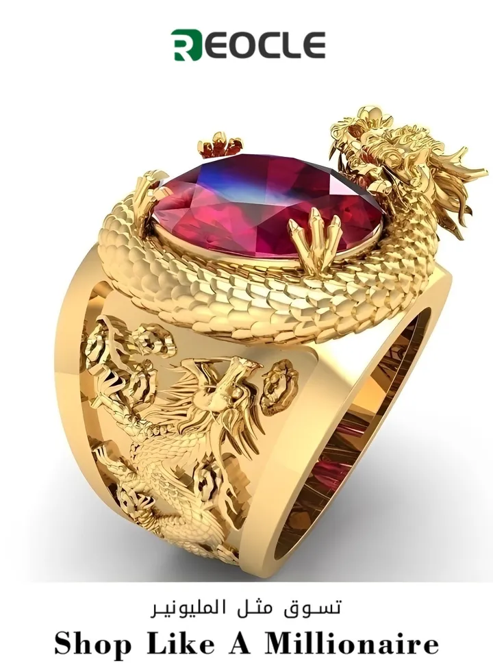 Red Crystal Rhinestone Gem Ring Dragon Ring Uniquely Stylish 3D Dragon Shape Band Rings Shiny Inlay Jewelry Gifts for Men Women