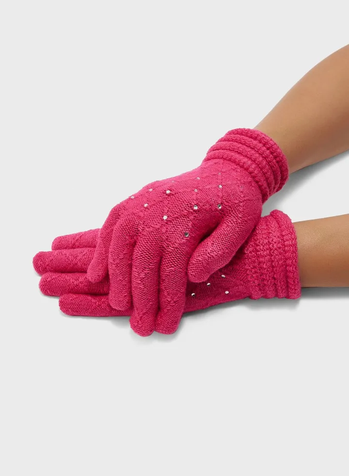 Diamante Detail Winter Glove