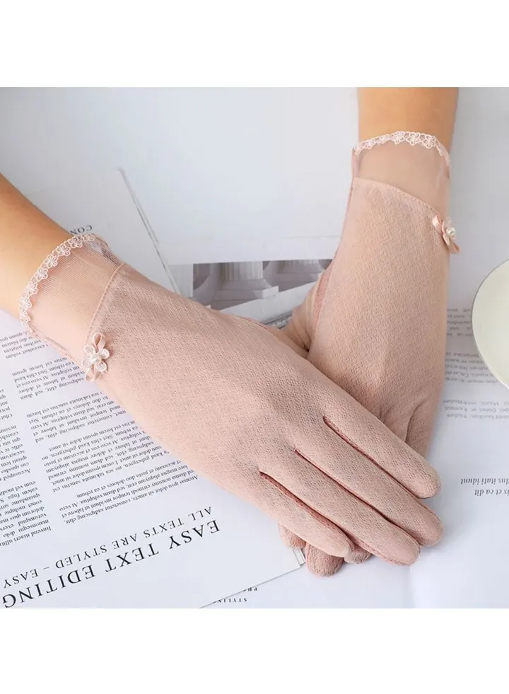 Ladies Outdoor Driving And Cycling Sunscreen Ice Silk Gloves
