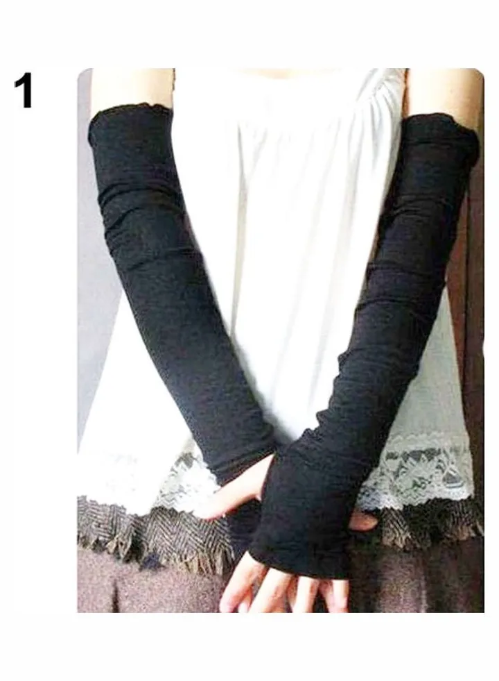 Fingerless Cotton Gloves Sleeves Black