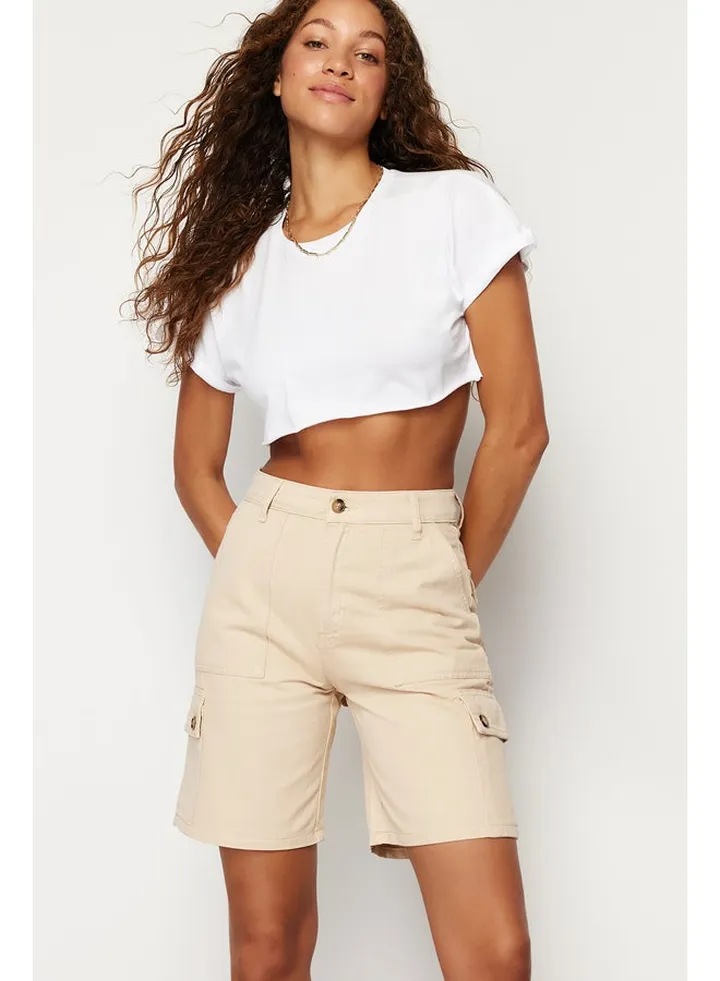 Beige Cargo Pocket Shorts & Bermuda TWOSS24SR00025
