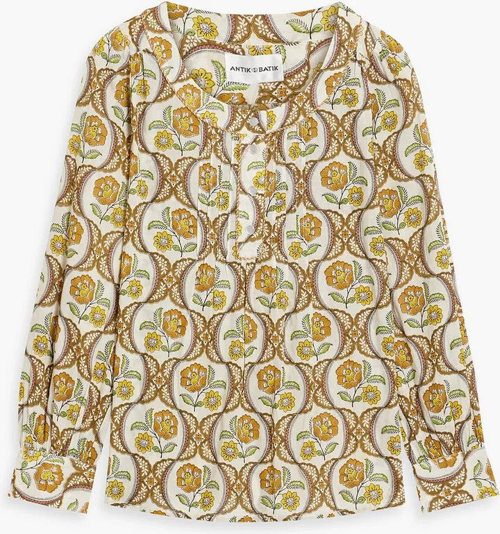 Tanissa pintucked printed cotton-voile blouse