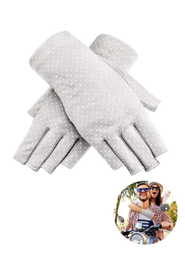 1 Pairs Sunblock Fingerless Gloves for Women Non-Slip UV Sun Protection Gloves Driving Gloves for Summer Outdoor, Grey