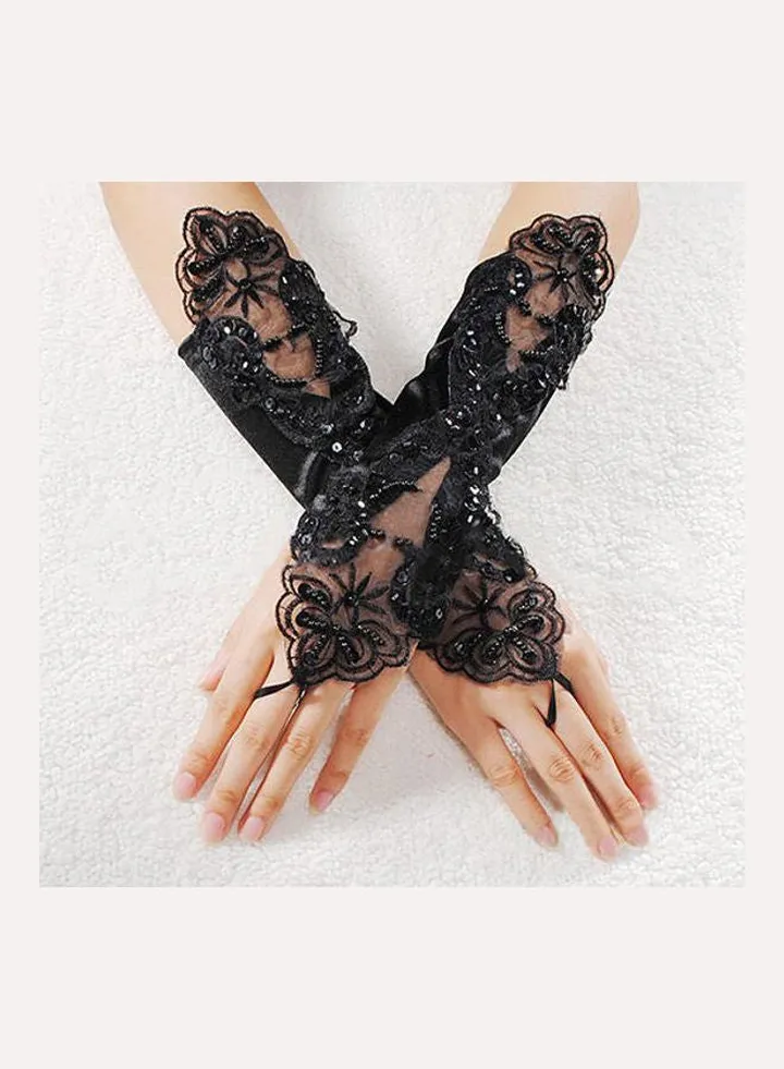Fingerless Wedding Party Bridal Dress Glove Black