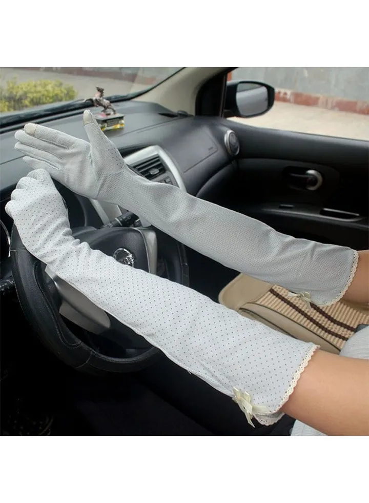 1 Pairs Women UV Sun Protection Driving Gloves Touchscreen Arm Sun Block Gloves for Outdoor Sports Summer Supplies Grey