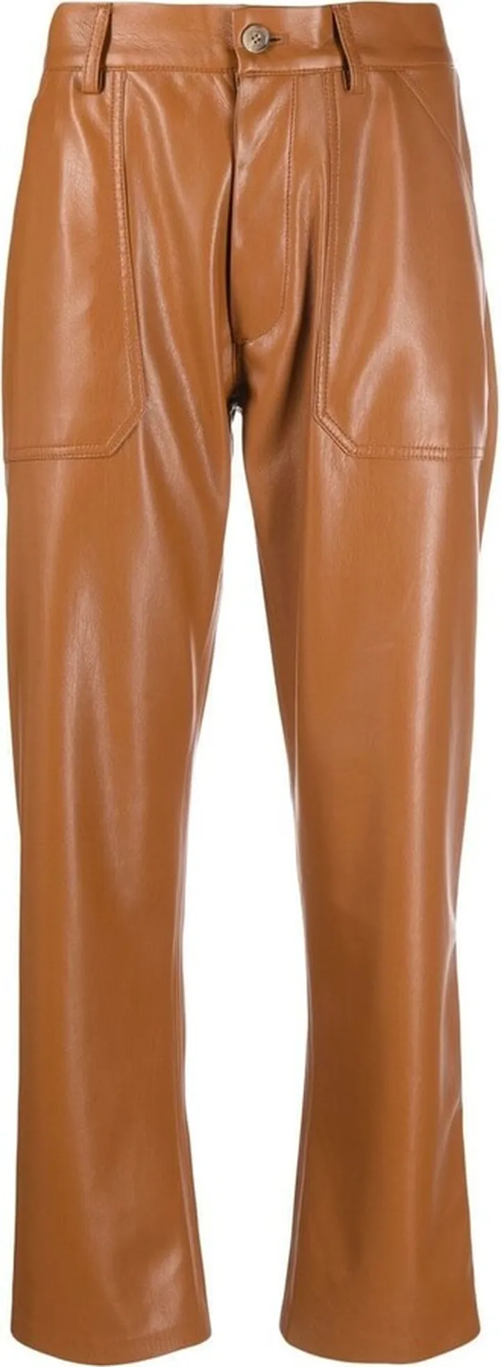 Faux-Leather Straight-Leg Trousers