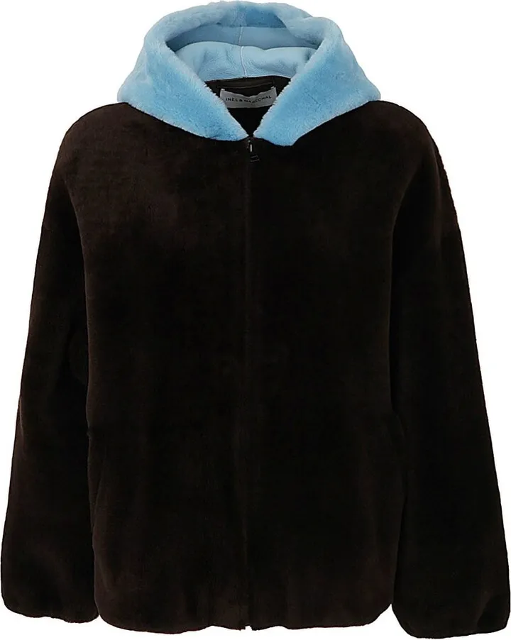 Shearling Hooded Bicolor Jacket
