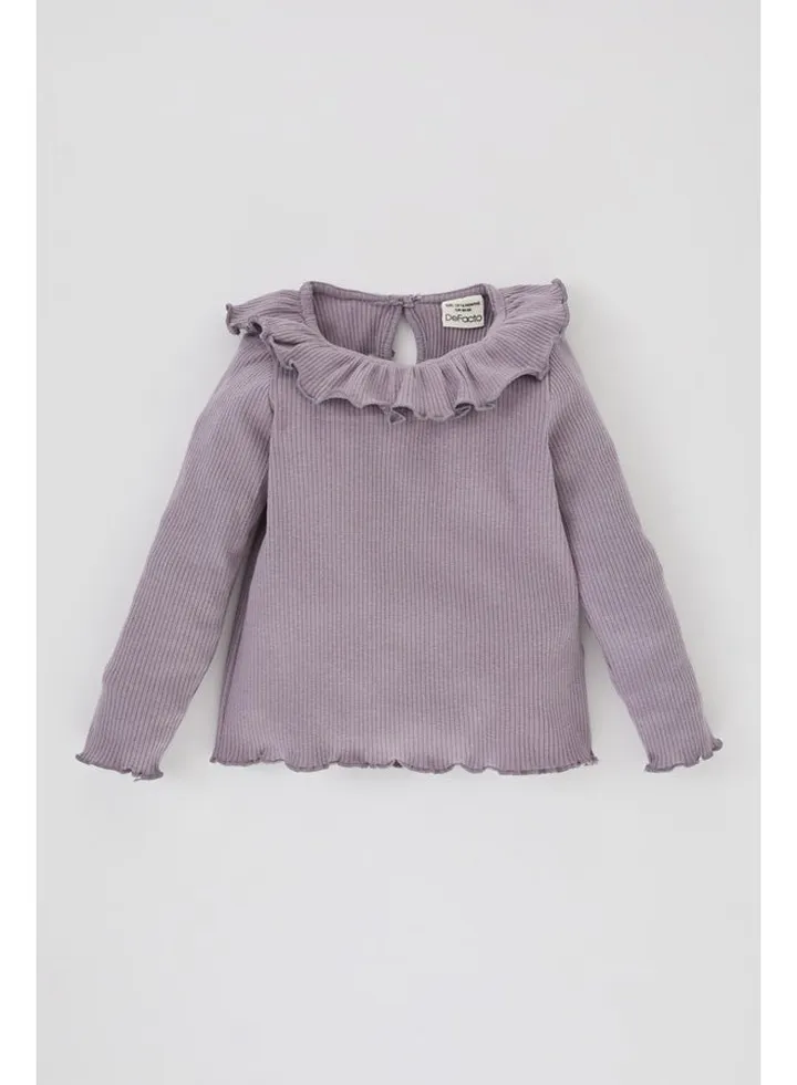 Babygirl Regular Fit Frilled Knitted Long Sleeve T-Shirt