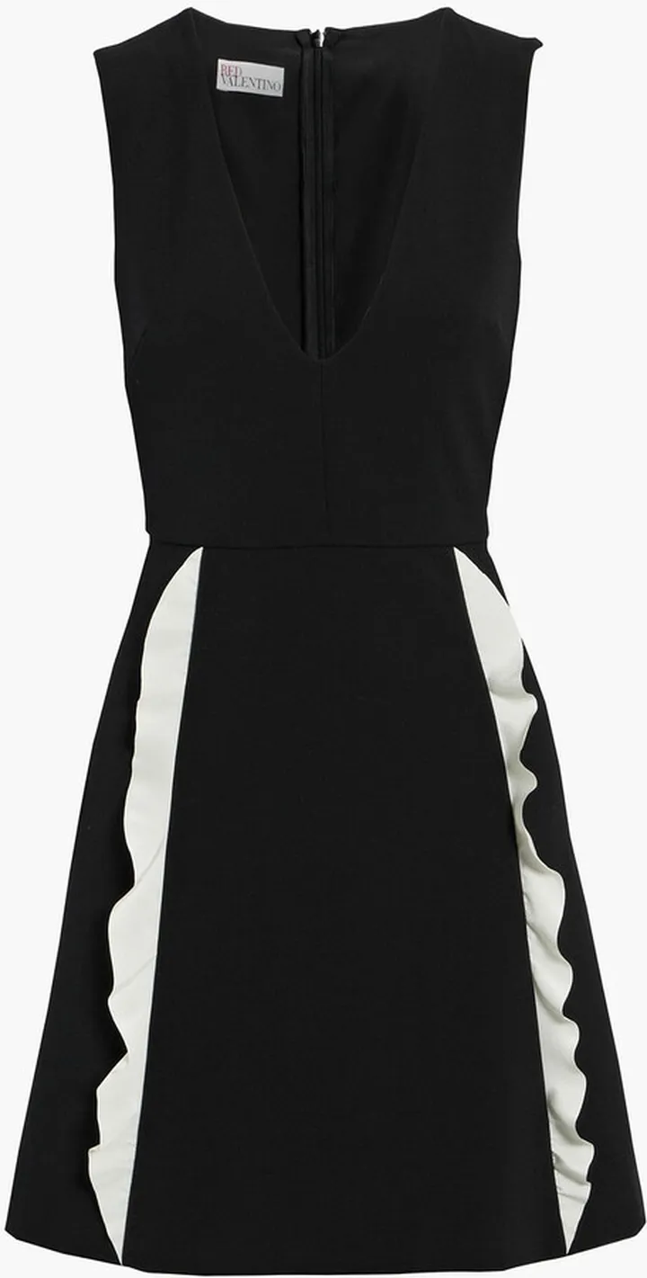 Two-tone crepe mini dress