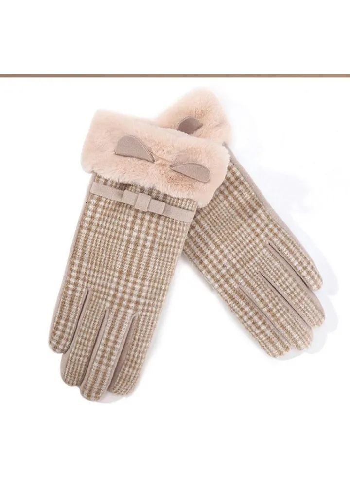 Women's Warm Plush Windproof And Cold Proof Lovely Gloves