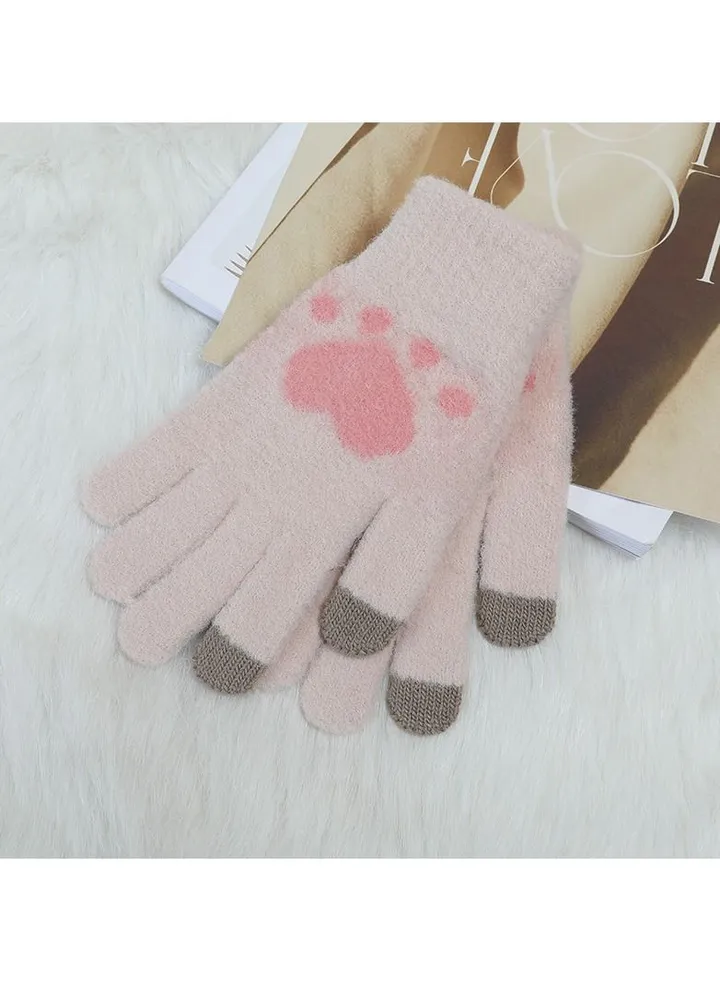 Women's Plush Thermal Knit Touchscreen Thick Gloves