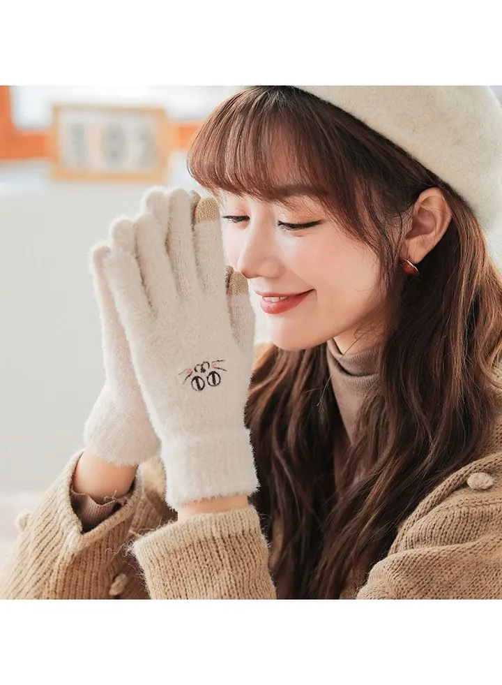 Women's Plush Thermal Knit Touchscreen Thick Gloves