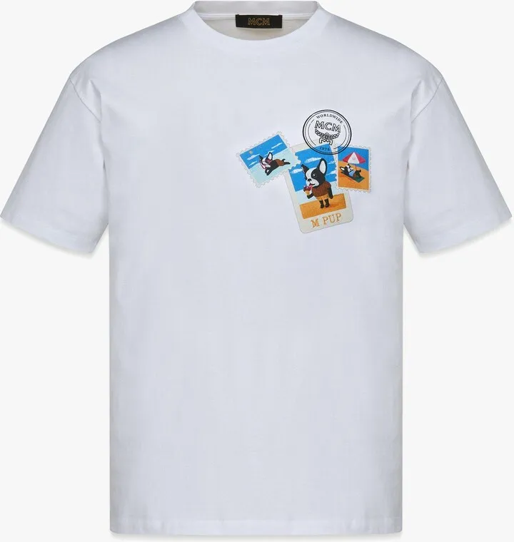 M Pup Postcards Print T-Shirt in Organic Cotton
