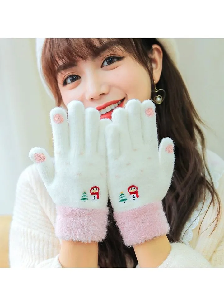 Women's Plush Thermal Knit Touchscreen Thick Gloves