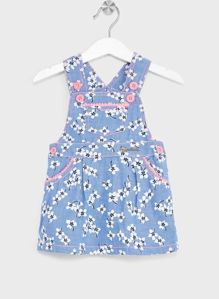 Nauti Nati Girls Floral Printed Pure Cotton Pinafore Dress