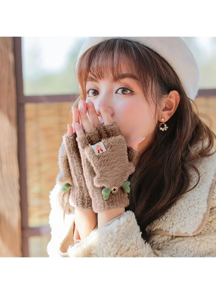 Women's Warm Plush Windproof And Cold Proof Lovely Gloves