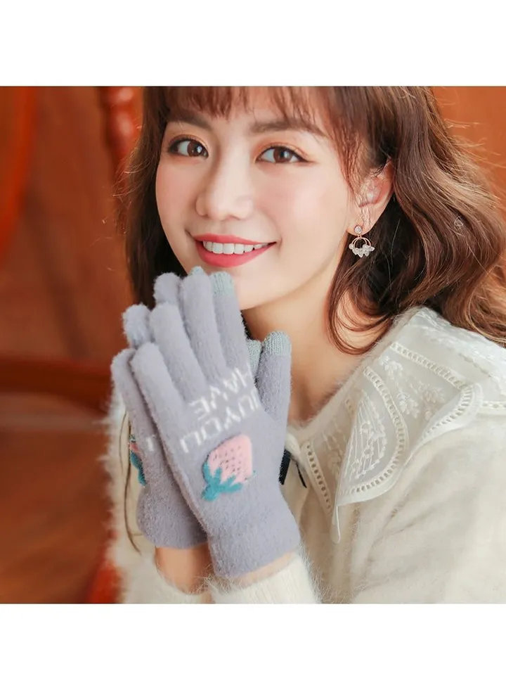 Women's Warm Plush Windproof And Cold Proof Lovely Gloves