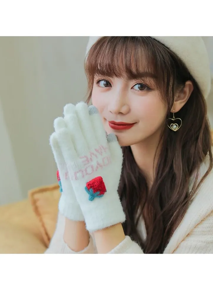 Women's Plush Thermal Knit Touchscreen Thick Gloves