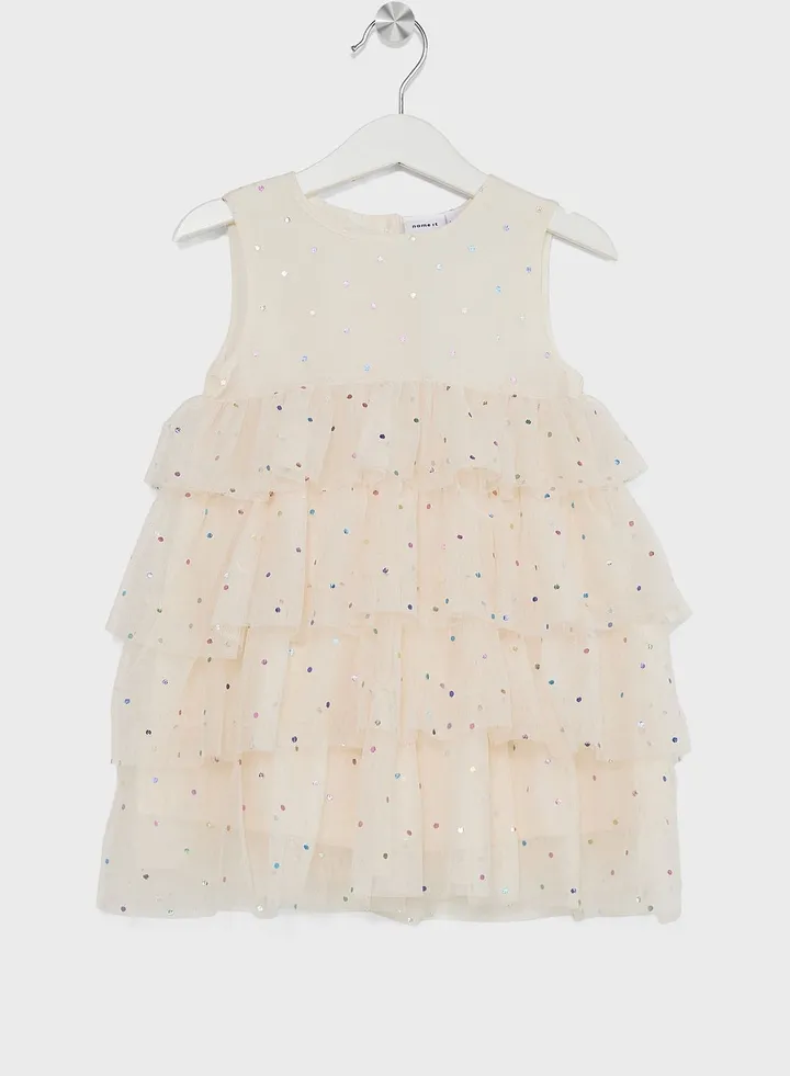 Kids Shiny Ruffled Dress