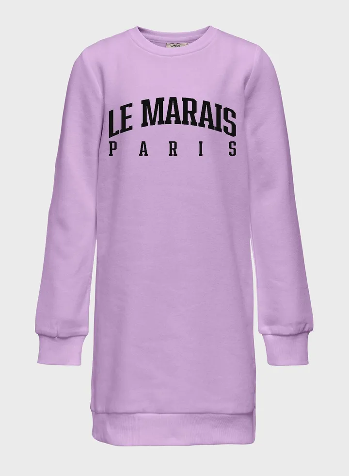 Kids Text Print Sweatshirt Midi Dress