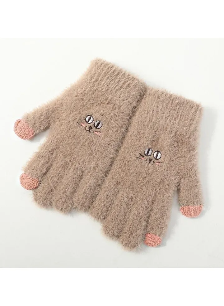 Women's Plush Thermal Knit Touchscreen Thick Gloves