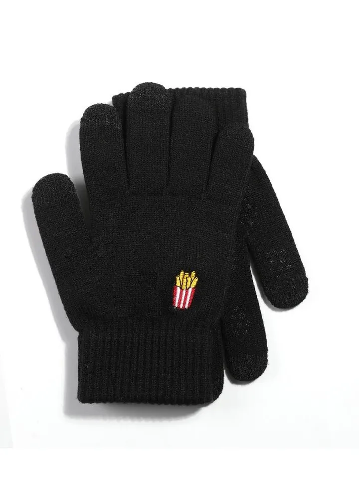 Women's Warm Winter Plush Thick Windproof Cartoon Cute Student Wool Gloves