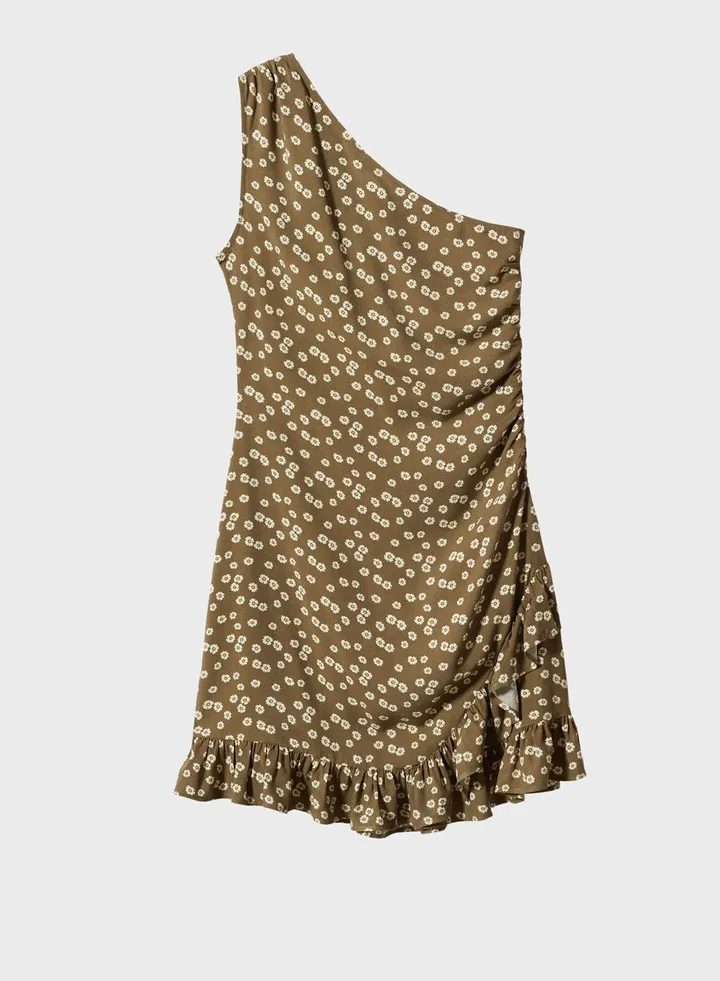 Youth Asymmetric Printed Midi Dress