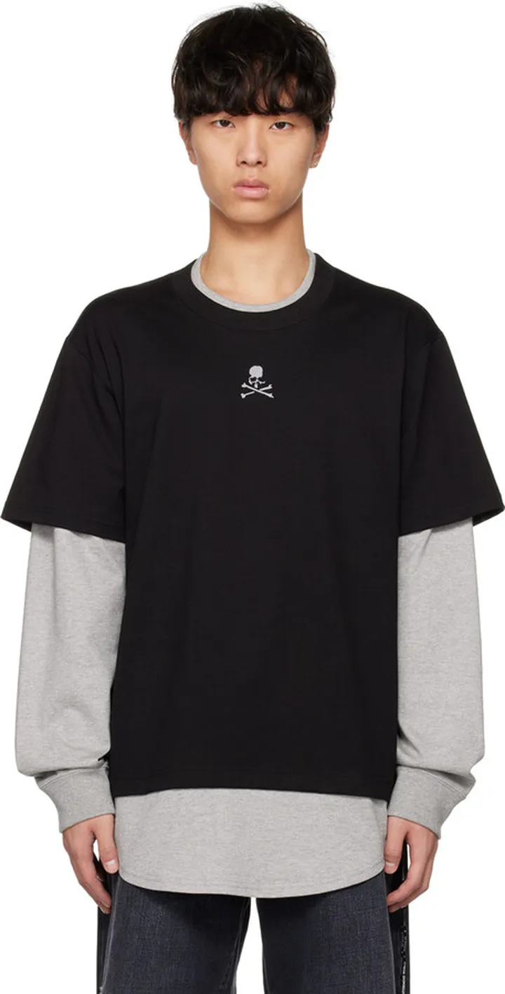 mastermind WORLD Black & Gray Layered Long Sleeve T-Shirt