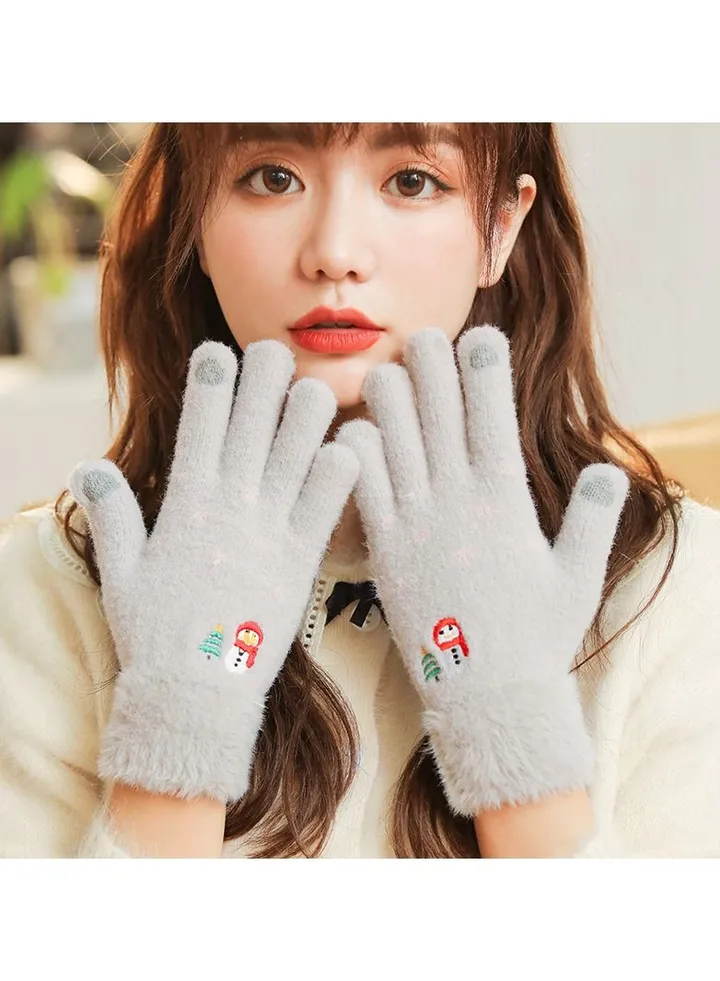 Women's Plush Thermal Knit Touchscreen Thick Gloves
