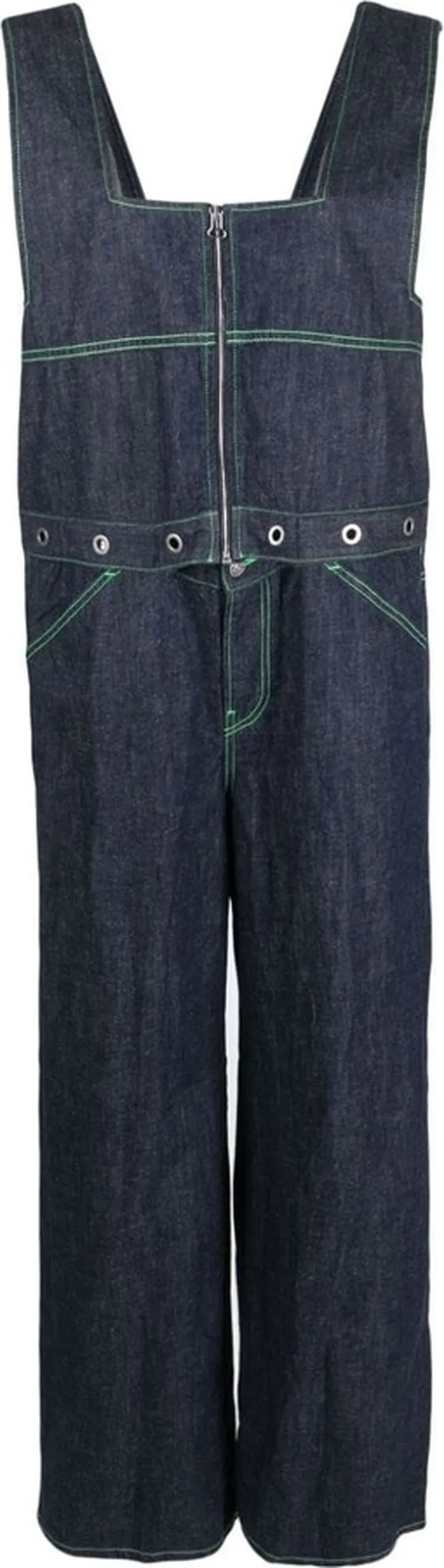 Square-Neck Denim Dungarees