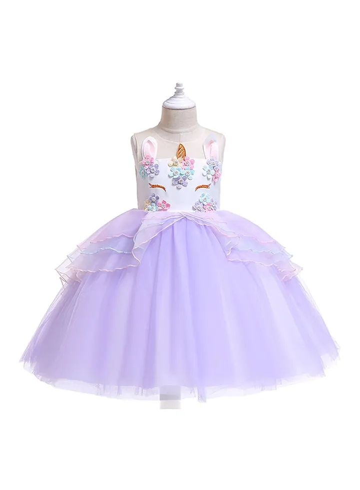 Unicorn Floral Mesh Dress Purple