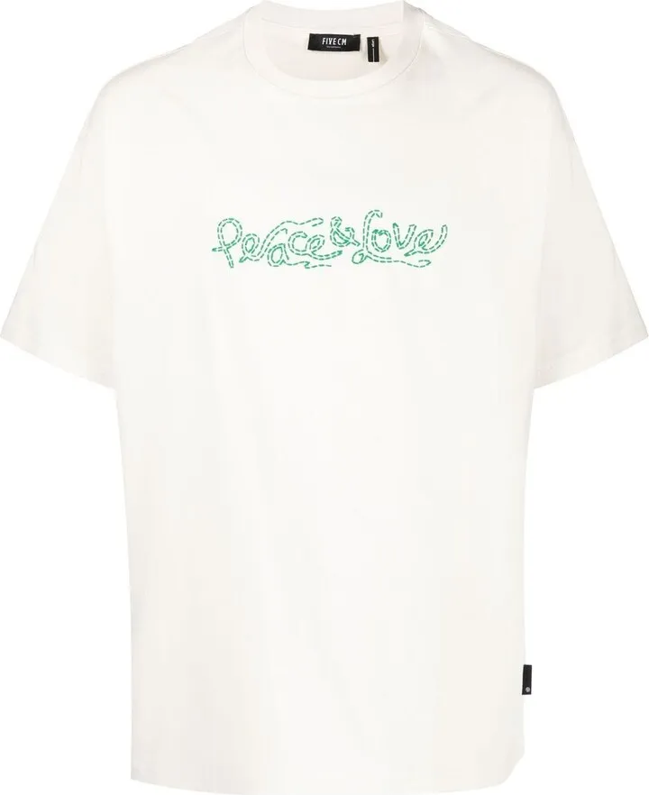 embroidered-slogan short-sleeve T-shirt