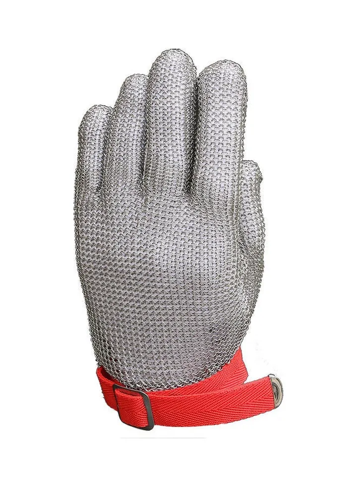 High-Quality 304L Stainless Steel Mesh Knife Cut Resistant Chain Gray/Red