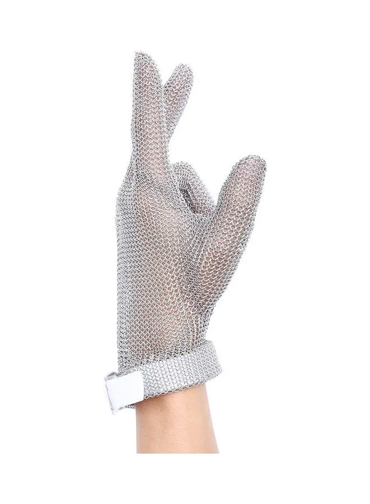 Plastic Belt Stainless Steel Mesh Glove Cut Resistant Chain Grey