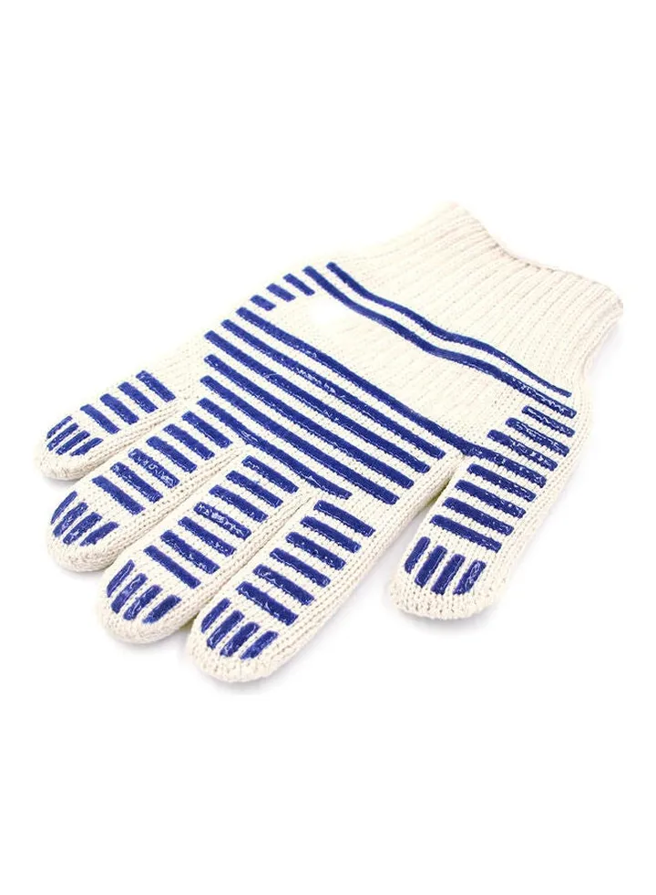 1Piece Heat Proof Oven Mitt Glove Blue/White