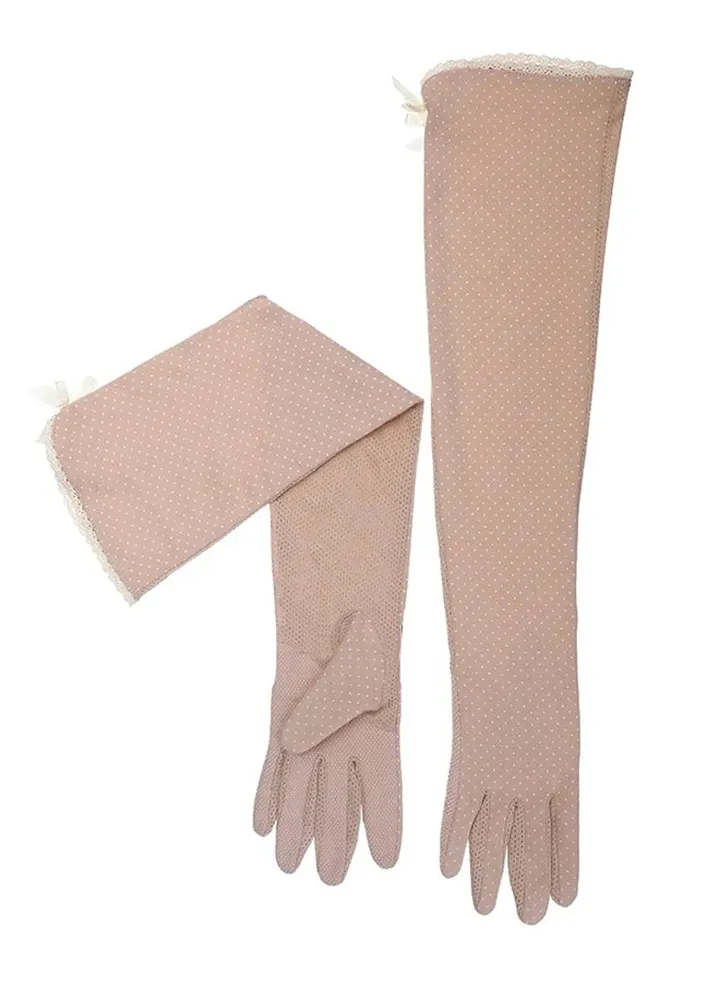 Pair Of Sun Protection Long Gloves Beige