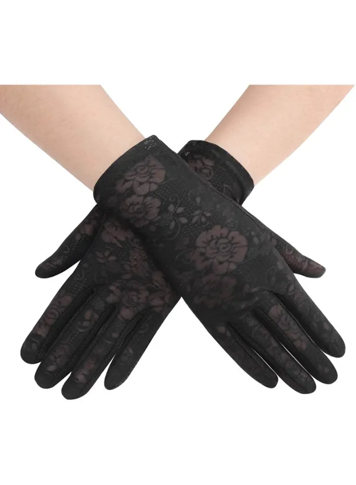 Pair Of Casual Printed Gloves Black