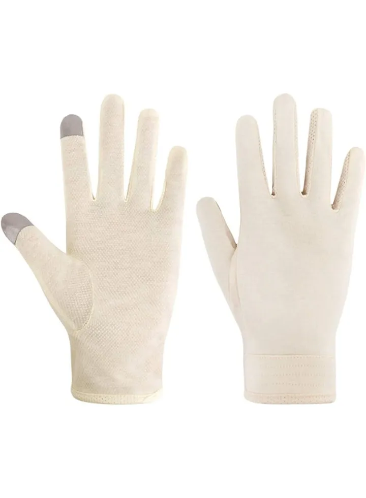 Pair Of Dotted UV Protection Gloves Cream