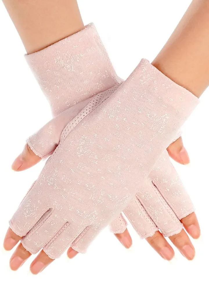 Pair Of Casual Printed Gloves Pink