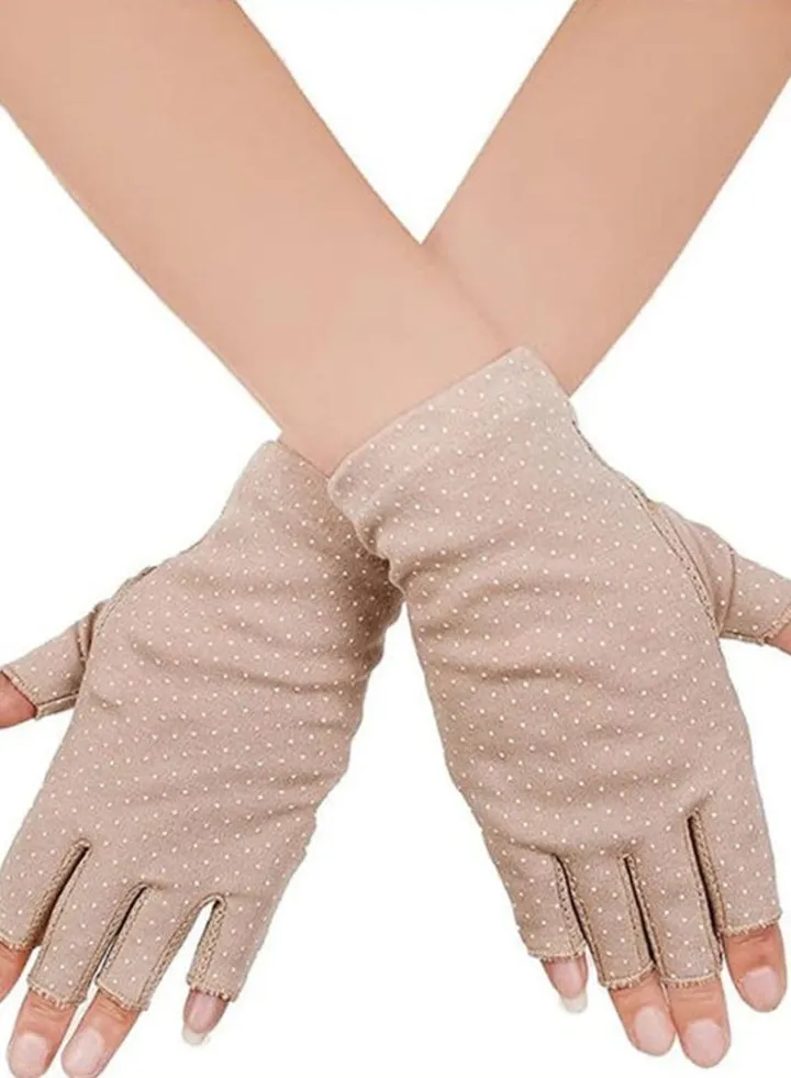 Pair Of Casual Printed Gloves Beige