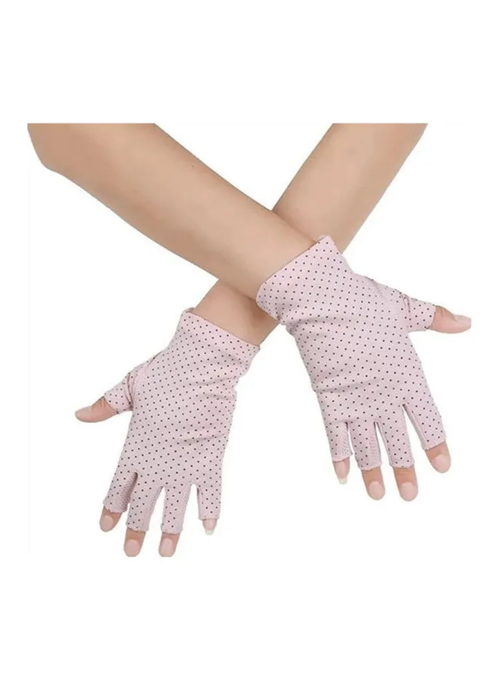 Pair Of Casual Printed Gloves Pink